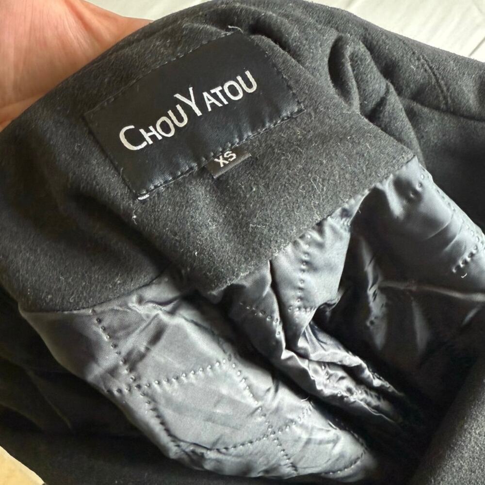 Chouyatou Men's Black Wool Blend Pea Coat - Size XS - Picture 8 of 10